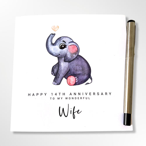 14th Anniversary Card Ivory Wedding Anniversary Card Wife Husband Him Her