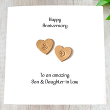 Load image into Gallery viewer, Personalised Son Daughter Wedding Anniversary Card Leather Anniversary Hearts