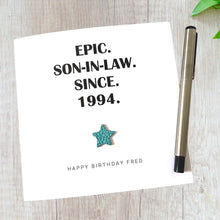 Load image into Gallery viewer, Personalised Son-in-Law Birthday Card, Leather Star