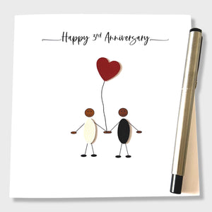3rd Anniversary Card Leather Wedding Anniversary Ethnic Couple