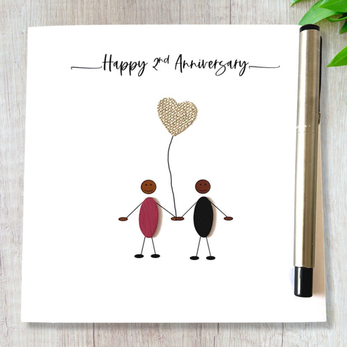2nd Anniversary Card Ethnic Cotton Wedding Anniversary
