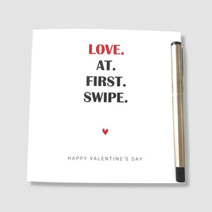 Valentines Card Love At First Swipe Him Her Husband Wife Boyfriend Girlfriend