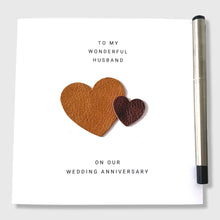 Load image into Gallery viewer, 3rd Wedding Anniversary Card Leather 9th Anniversary Husband Wife Him Her