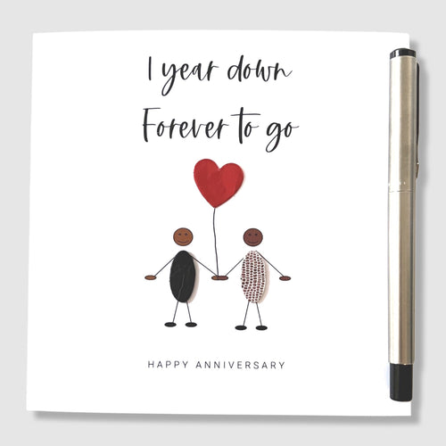 1st Anniversary Card Paper Wedding Anniversary 1 Year Down Him Her Husband Wife Couple