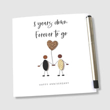 Load image into Gallery viewer, 8th Wedding Anniversary Card 8 Years Down Ethnic Bronze Anniversary Wife Husband Him Her