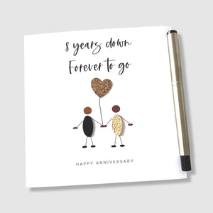 8th Wedding Anniversary Card 8 Years Down Ethnic Bronze Anniversary Wife Husband Him Her