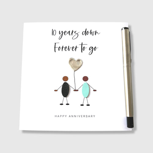 10th Wedding Anniversary Card 10 Years Down Tin Anniversary Ethnic Wife Husband Him Her Couple