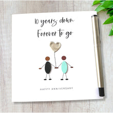 Load image into Gallery viewer, 10th Wedding Anniversary Card 10 Years Down Tin Anniversary Ethnic