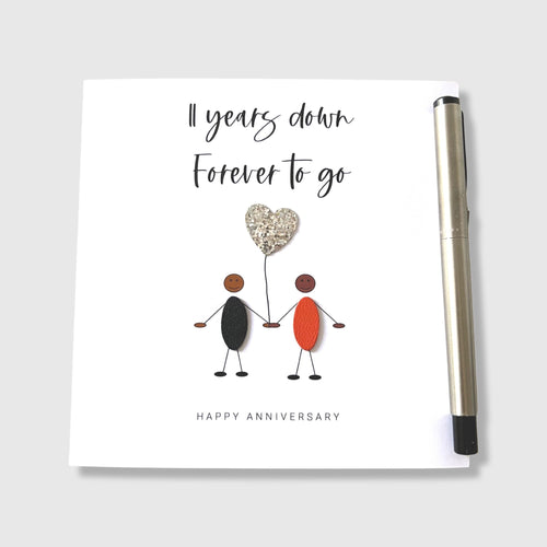 11th Wedding Anniversary Card 11 Years Down Steel Anniversary Card Ethnic Him Her Husband Wife