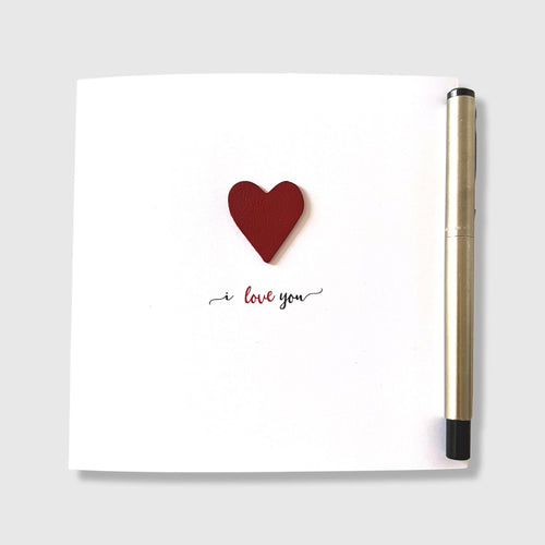 Valentines Day Card I Love You Leather Heart Anniversary Card