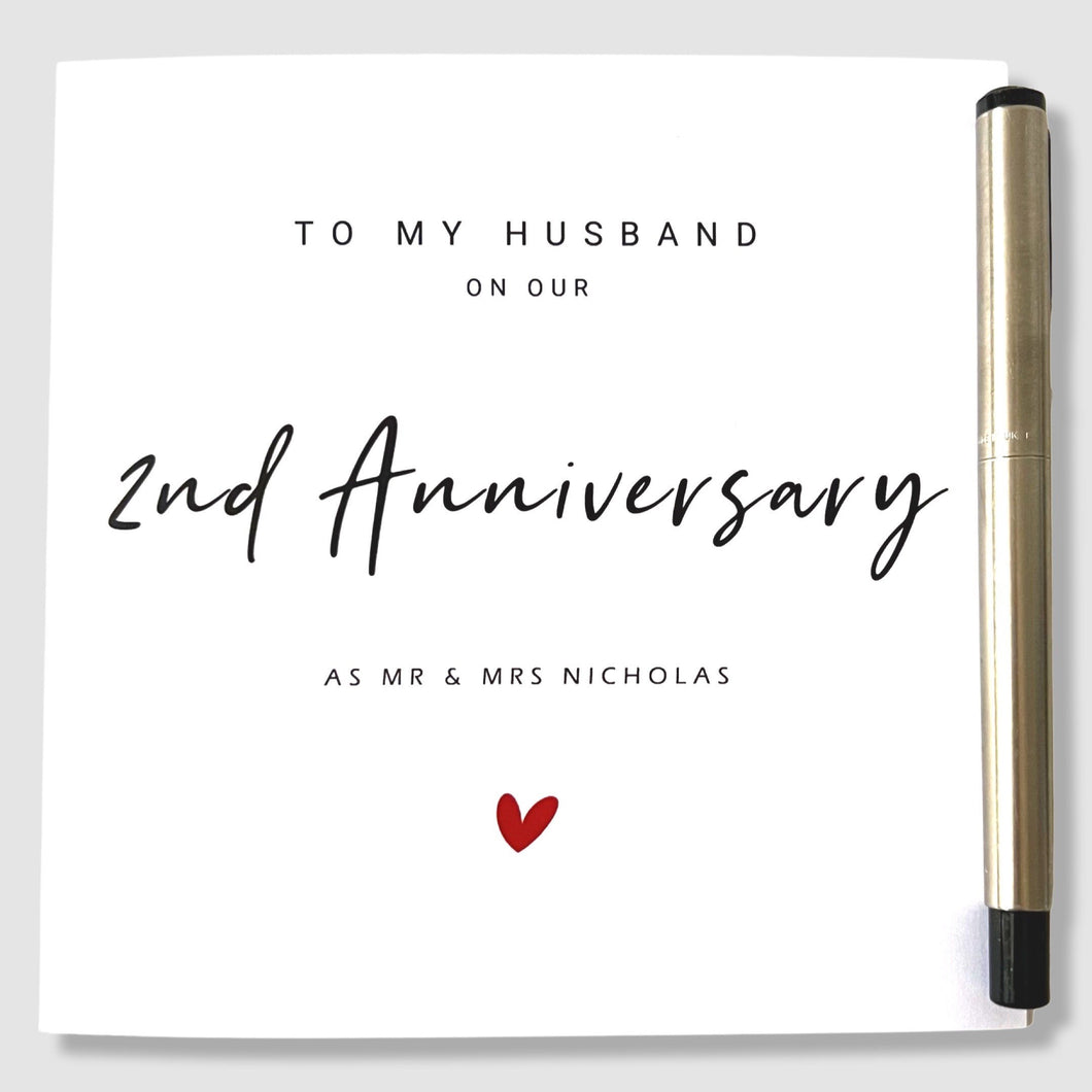 2nd Anniversary Card Personalised Cotton Wedding Anniversary