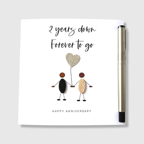 2nd Wedding Anniversary Card Cotton Anniversary Card 2 Years Down Ethnic Him Her Husband Wife