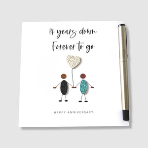 14th Wedding Anniversary Card Ivory Anniversary 14 Years Down Ethnic Little People