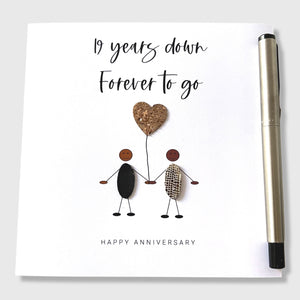 19th Wedding Anniversary Card 19 Years Down Forever To Go Bronze Wedding Anniversary Ethnic Wife Husband Him Her