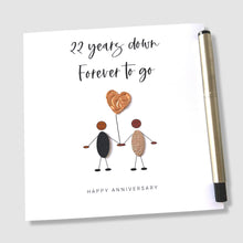 Load image into Gallery viewer, 22nd Wedding Anniversary Card, 22 Years Down Copper Anniversary Ethnic Him Her