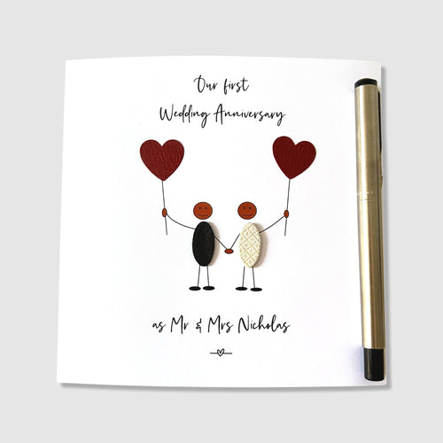 Personalised 1st Wedding Anniversary Card Ethnic Paper Anniversary Him Her Husband Wife