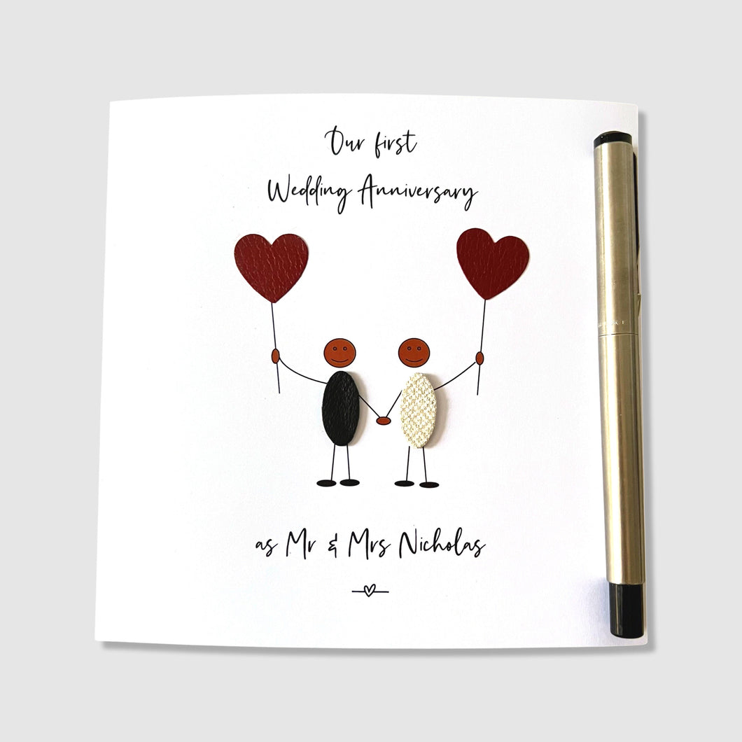 Personalised 1st Wedding Anniversary Card Ethnic Paper Anniversary Him Her Husband Wife