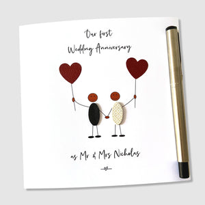 Personalised 1st Wedding Anniversary Card Ethnic Paper Anniversary Him Her Husband Wife