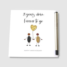 Load image into Gallery viewer, 21st Wedding Anniversary Card - 21 Years Down Forever To Go Brass Wedding Anniversary Ethnic Wife Husband Him Her