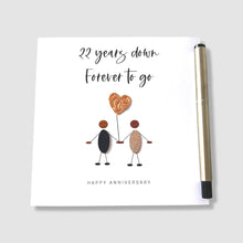 Load image into Gallery viewer, 22nd Wedding Anniversary Card, 22 Years Down Copper Anniversary Ethnic Him Her