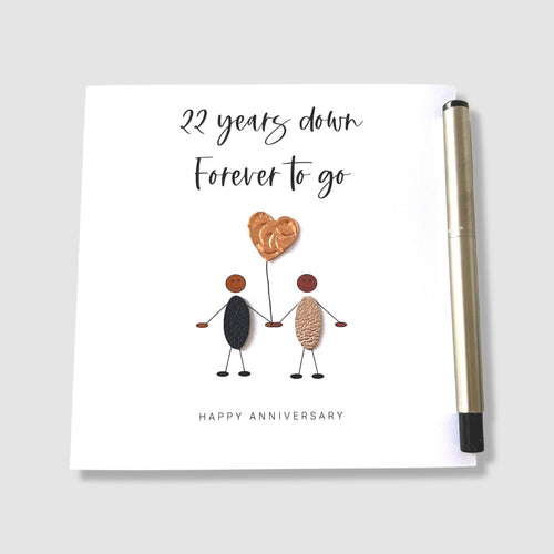 22nd Wedding Anniversary Card 22 Years Down Copper Anniversary Ethnic Him Her Husband Wife