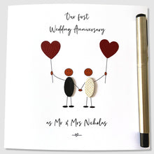 Load image into Gallery viewer, Personalised 1st Wedding Anniversary Card Ethnic Paper Anniversary Him Her Husband Wife