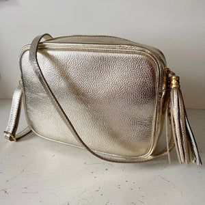 Gold or Silver Leather Bag Crossbody Camera Bag Large or Small Gold Hardware