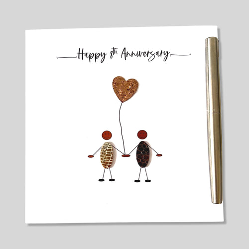 8th Wedding Anniversary Card Bronze Anniversary ETHNIC Wife Husband Him Her