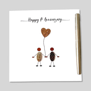 8th Wedding Anniversary Card Bronze Anniversary ETHNIC Wife Husband Him Her