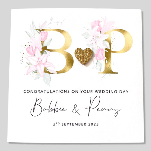 Wedding Day Card Personalised Gold Wedding Card