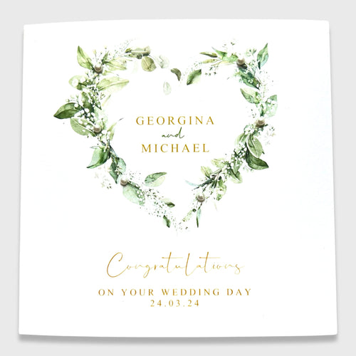 Wedding Day Card Personalised Wreath Wedding Card