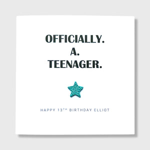 Officially A Teenager Birthday Card 13th Personalised Name