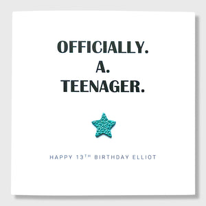 Officially A Teenager Birthday Card 13th Personalised Name