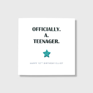 Officially A Teenager Birthday Card 13th Personalised Name