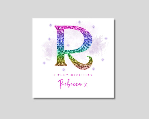 Personalised Birthday Card for Her Glitter Font