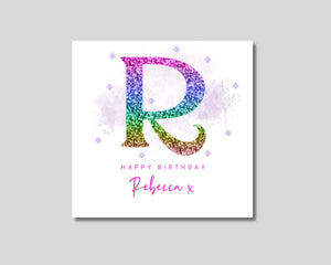 Personalised Birthday Card for Her Glitter Font