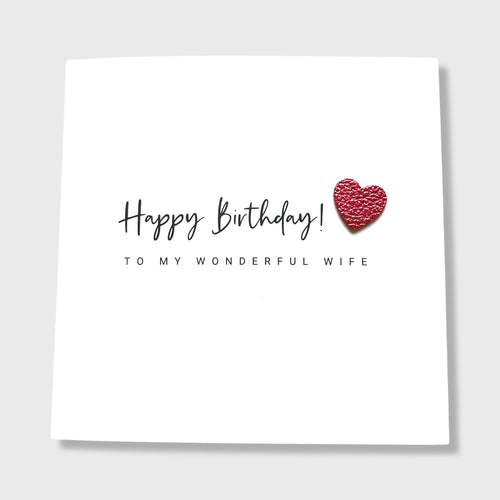 Wife Birthday Card Leather Heart