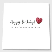 Load image into Gallery viewer, Wife Birthday Card Leather Heart