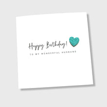 Load image into Gallery viewer, Husband Birthday Card Leather Heart