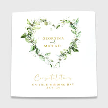 Load image into Gallery viewer, Wedding Day Card Personalised Wreath Wedding Card