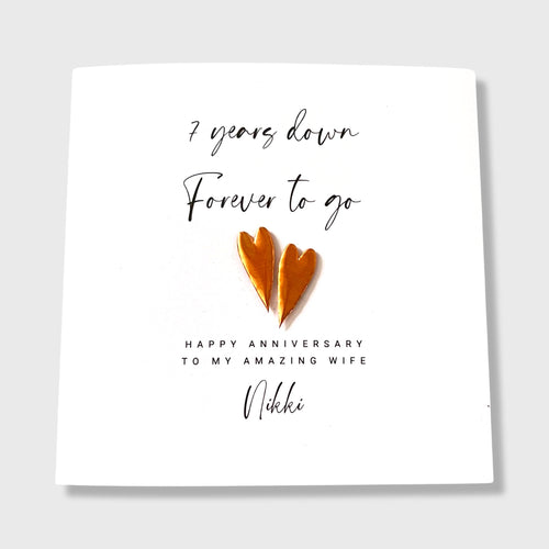 7th Anniversary Card Personalised Copper Wedding Anniversary