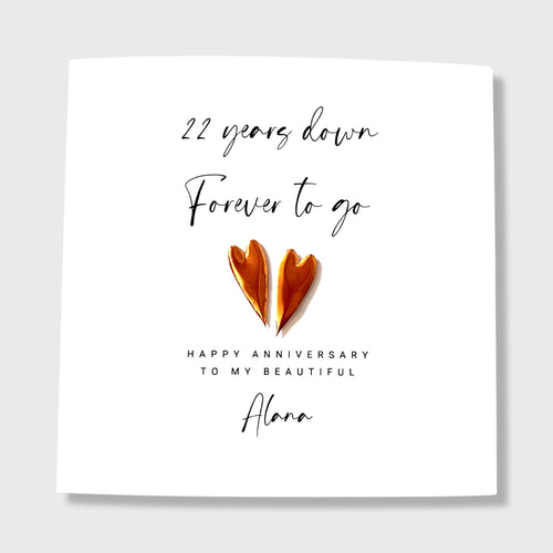 22nd Anniversary Card Personalised Copper Wedding Anniversary Him Her