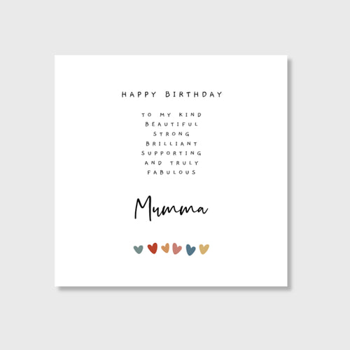 Mumma Birthday Card Mum Mummy Mam Mammy Step Mum