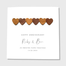 Load image into Gallery viewer, Personalised Anniversary Card All Milestones Wedding Anniversary Leather Hearts