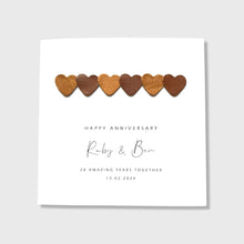 Load image into Gallery viewer, Personalised Anniversary Card All Milestones Wedding Anniversary Leather Hearts