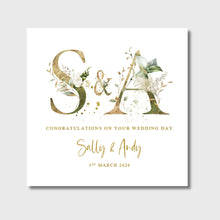 Load image into Gallery viewer, Personalised Wedding Day Card, Golden Floral