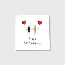 Load image into Gallery viewer, Silk Anniversary Card, 12th Wedding Anniversary, Matchstick People