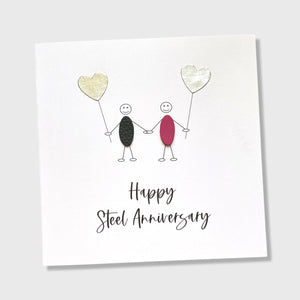 11th Wedding Anniversary Card Steel Anniversary Little People