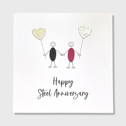 11th Wedding Anniversary Card Steel Anniversary Little People