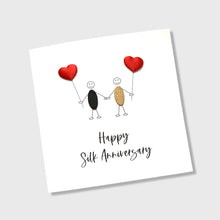 Load image into Gallery viewer, Silk Anniversary Card, 12th Wedding Anniversary, Matchstick People